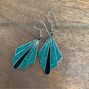 Authentic Mexican Malachite Silver Earrings